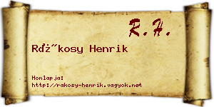 Rákosy Henrik névjegykártya